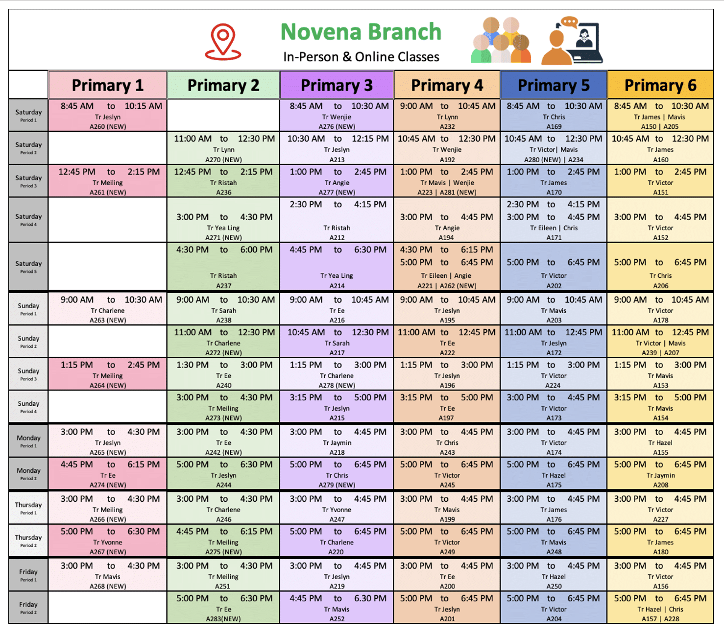Class schedule concept math